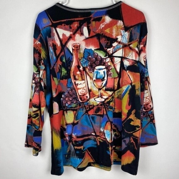 Jass & Jane Blouse Womens Extra Large Multicolor Long Sleeve Scoop Neck - Picture 2 of 6